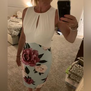 Ted Baker Sleeveless Floral and White Dress